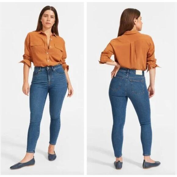 Everlane The Skinny High Rise Ankle Jeans Medium Blue Wash 28 Pocket - Picture 1 of 10